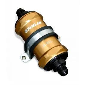 FUELAB 81821-5 In-Line Fuel Filter (6AN in/out, 3 inch 100 micron stainless steel element) Gold