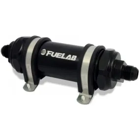 FUELAB 82823-1 In-Line Fuel Filter (10AN in/out, 5 inch 100 micron stainless steel element) Black