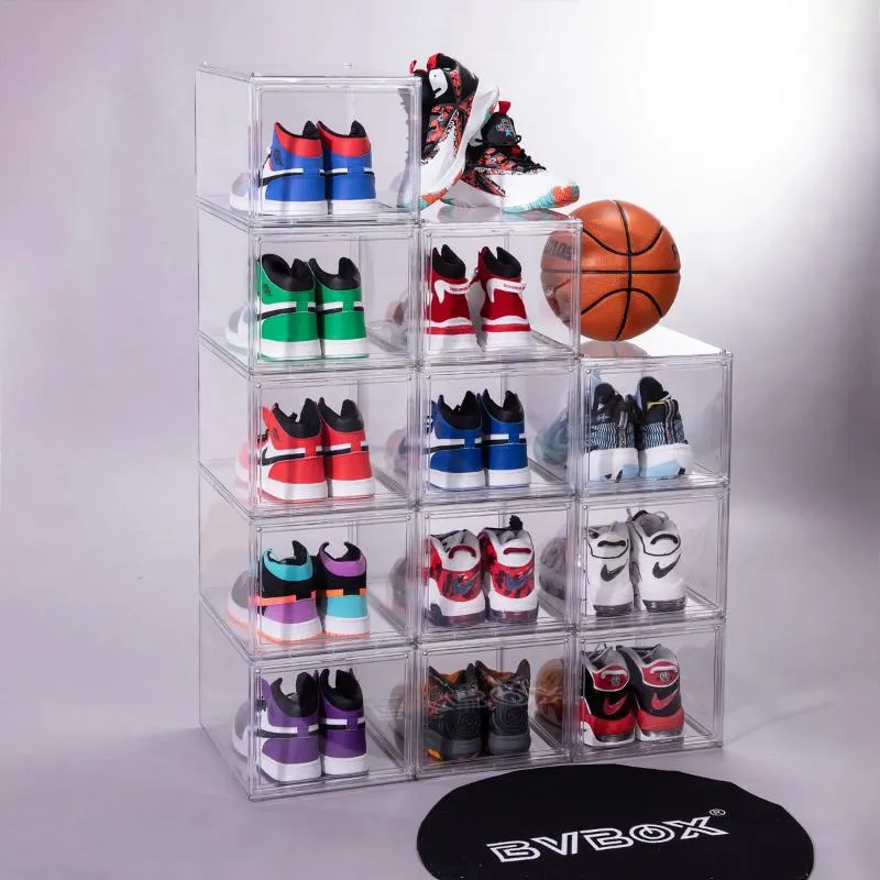 12 Packs Clear Acrylic Stackable Shoe Storage Boxes