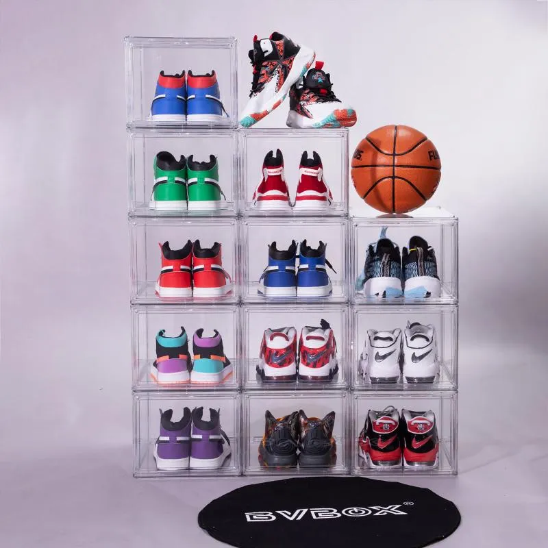 12 Packs Clear Acrylic Stackable Shoe Storage Boxes