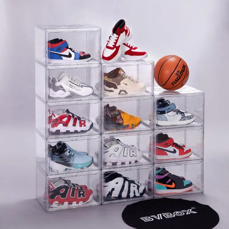 12 Packs Drop Side Acrylic Stackable Shoe Organizer