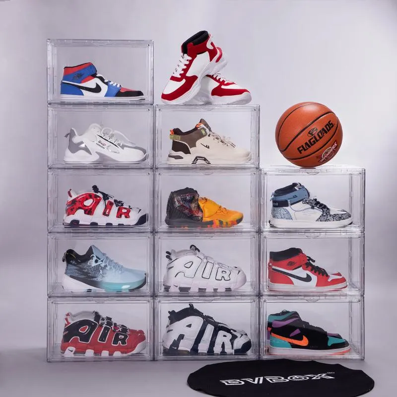 12 Packs Drop Side Acrylic Stackable Shoe Organizer