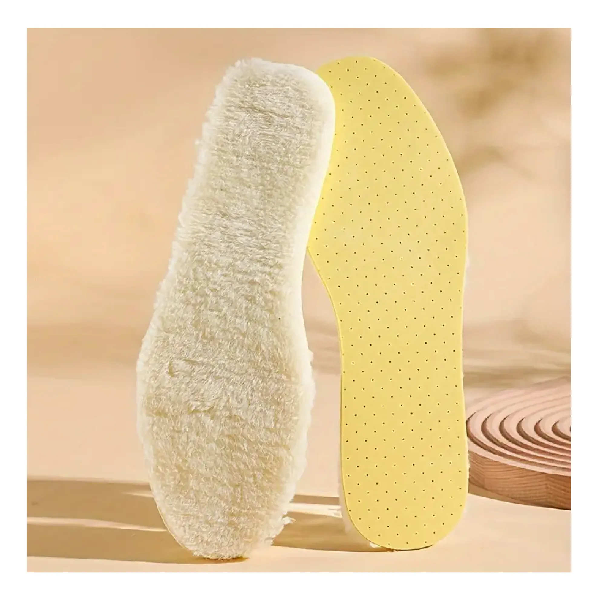 1Pair Thickened Latex Wool Warm Insoles For Winter - Breathable Anti-Odor Sweat-Absorbing Insoles