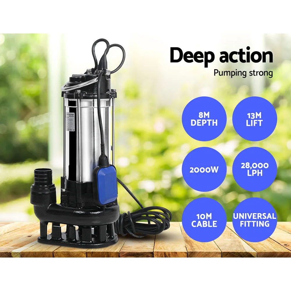 2000W Submersible Dirty Water Pump Bore Tank Well Steel Automatic