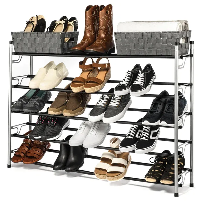 5 Tier Dual Position Slide & Adjust Shoe Rack L 22.08-43.7 X W 8.98 X H 31.10