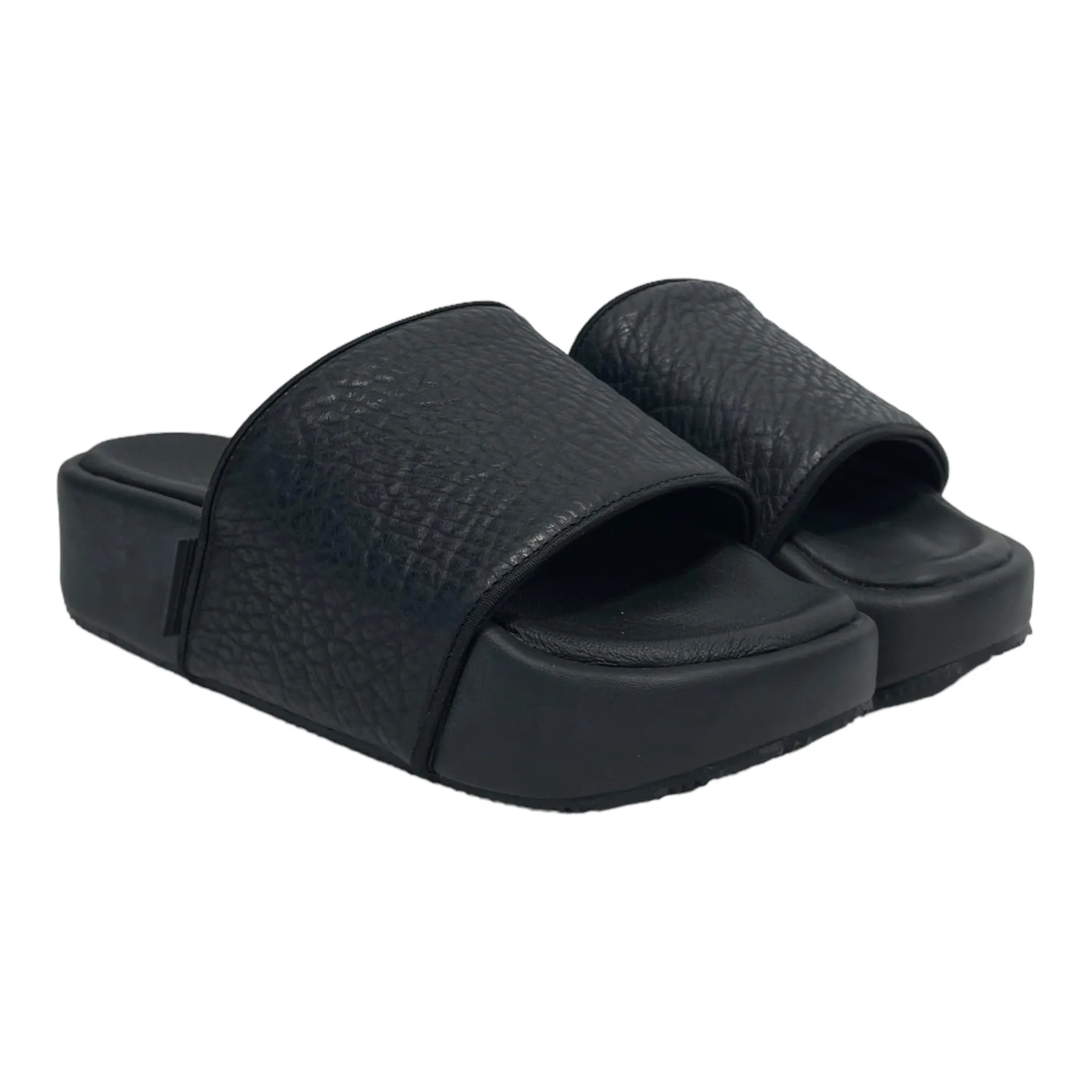 adidasxYohji Yamamoto(Y-3)/Sandals/US 5/Leather/BLK/Y-3 SLIDES