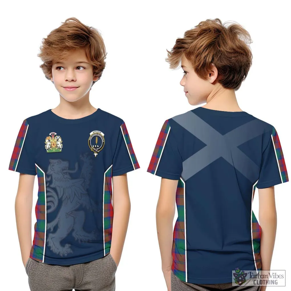 Affleck Tartan Kid T-Shirt with Family Crest and Lion Rampant Vibes Sport Style