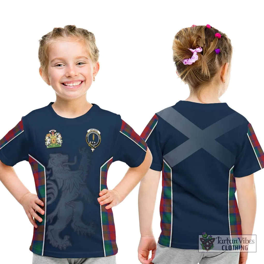 Affleck Tartan Kid T-Shirt with Family Crest and Lion Rampant Vibes Sport Style