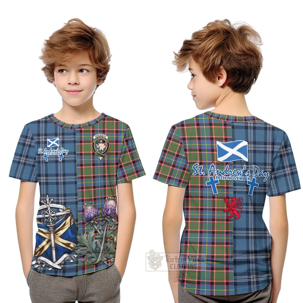 Aikenhead Tartan Kid T-Shirt Happy St. Andrew's Day Half Tartan Style