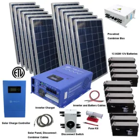 Aims Power - 3960 WATT SOLAR WITH 8,000 WATT PURE SINE POWER INVERTER CHARGER 48VDC 120/240VAC OFF GRID | BACK UP POWER KIT - KITD-80W48V3840W