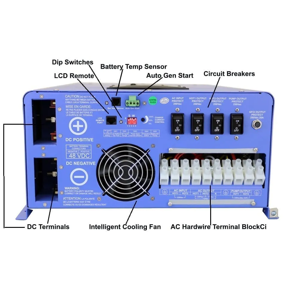 AIMS Power 48VDC Off-Grid Solar Kit | 3960 Watt Solar   12,000 Watt Pure Sine Inverter Charger