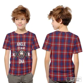 Ainslie Tartan Kid T-Shirt with Family Crest DNA In Me Style