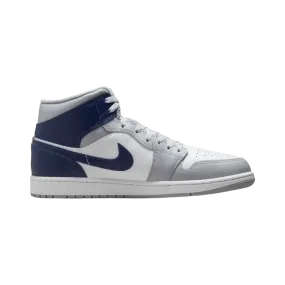 Air Jordan 1 Mid - White & Navy - Grade School