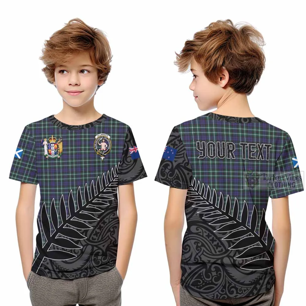 Allardice Crest Tartan Kid T-Shirt with New Zealand Silver Fern Half Style