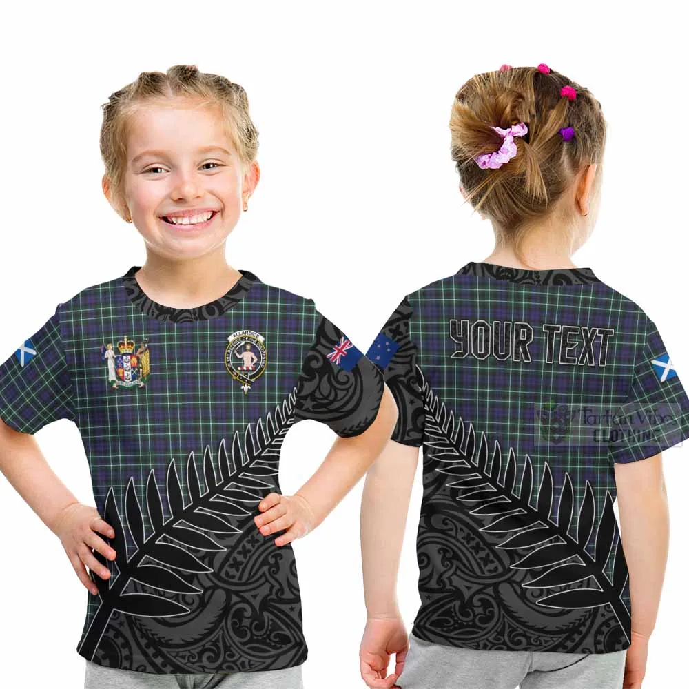 Allardice Crest Tartan Kid T-Shirt with New Zealand Silver Fern Half Style