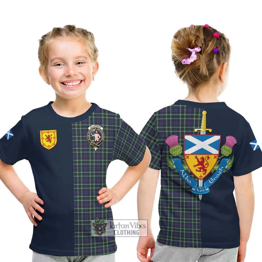 Allardice Tartan Kid T-Shirt Alba with Scottish Lion Royal Arm Half Style