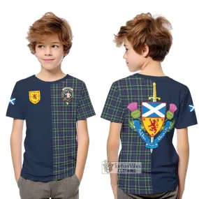 Allardice Tartan Kid T-Shirt Alba with Scottish Lion Royal Arm Half Style