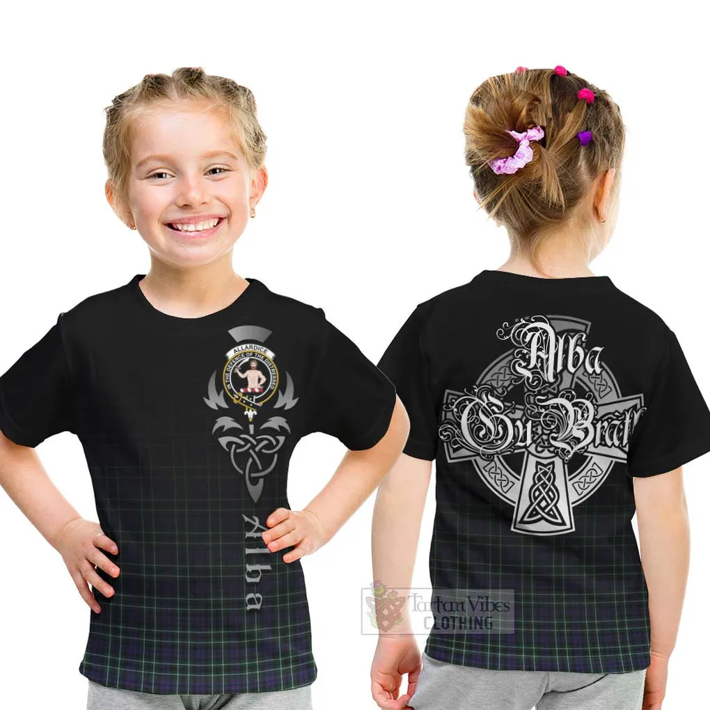 Allardice Tartan Kid T-Shirt Featuring Alba Gu Brath Family Crest Celtic Inspired