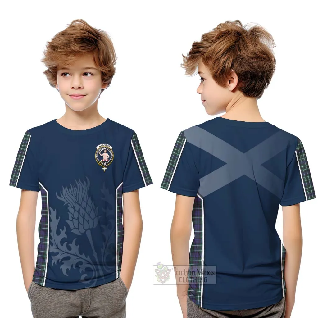 Allardice Tartan Kid T-Shirt with Family Crest and Scottish Thistle Vibes Sport Style