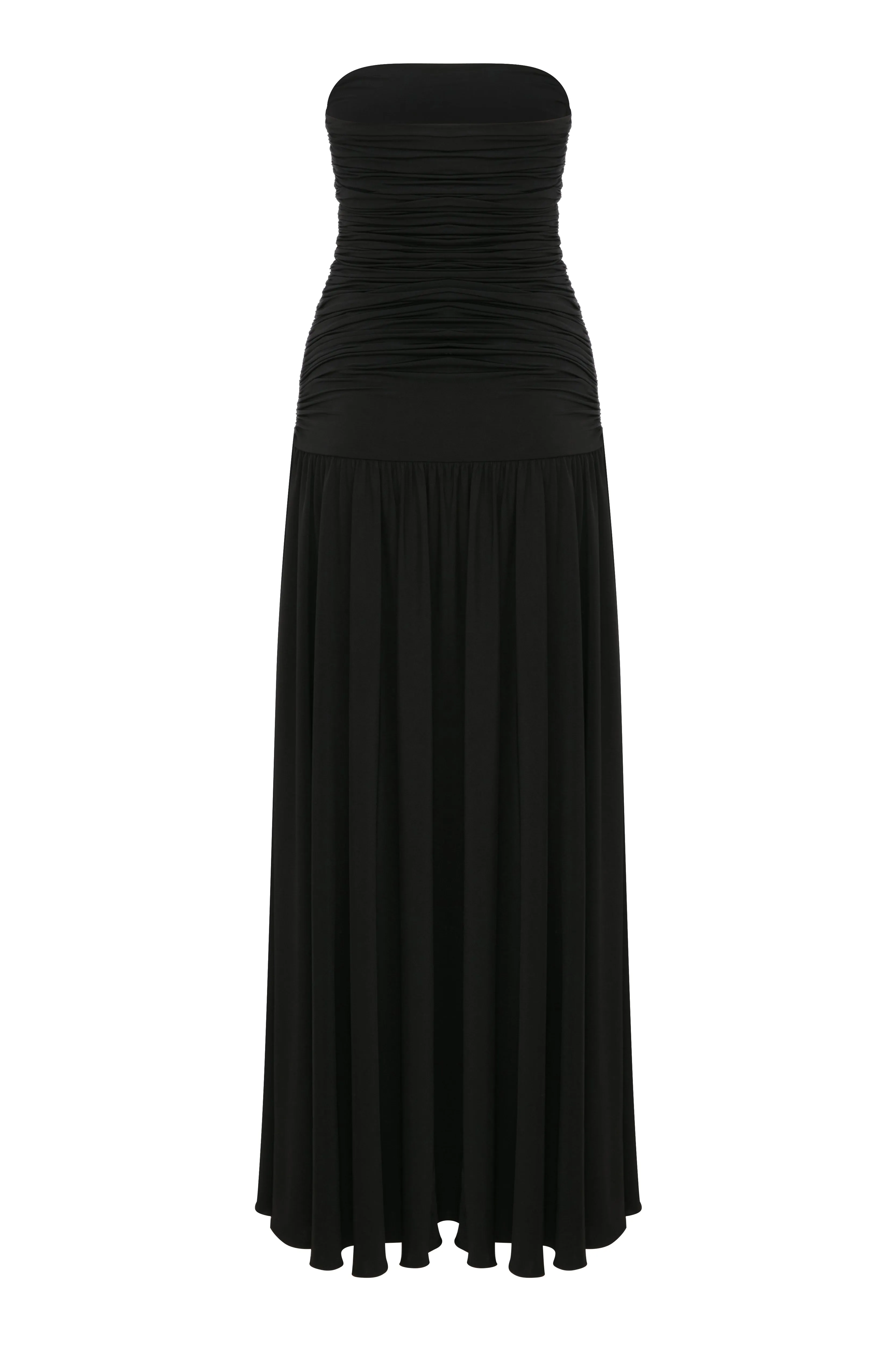 Amber Strapless Jersey Long Dress in Black