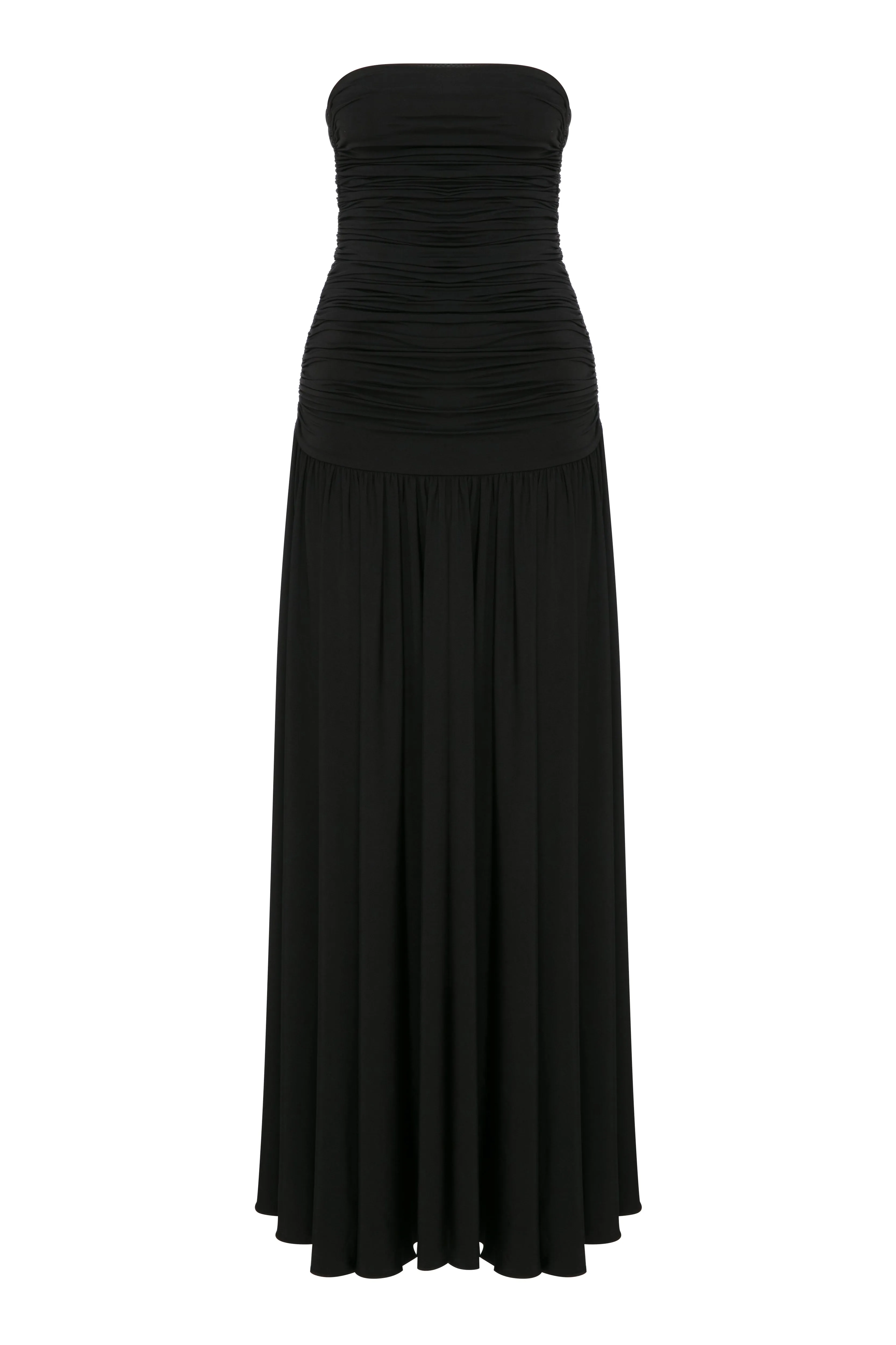 Amber Strapless Jersey Long Dress in Black