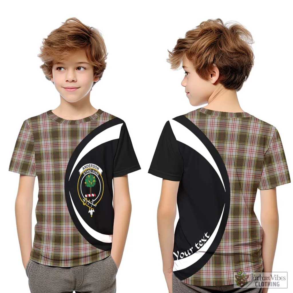 Anderson Dress Tartan Kid T-Shirt with Family Crest Circle Style