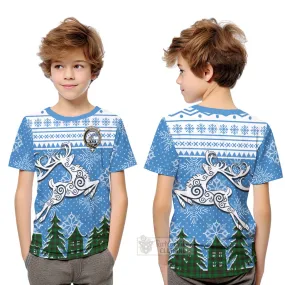 Anstruther Clan Christmas Kid T-Shirt Celtic Reindeer Style