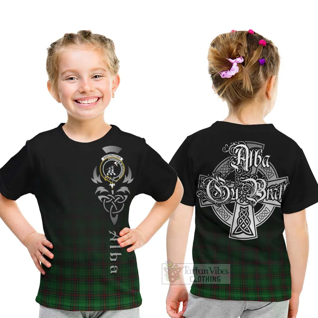 Anstruther Tartan Kid T-Shirt Featuring Alba Gu Brath Family Crest Celtic Inspired