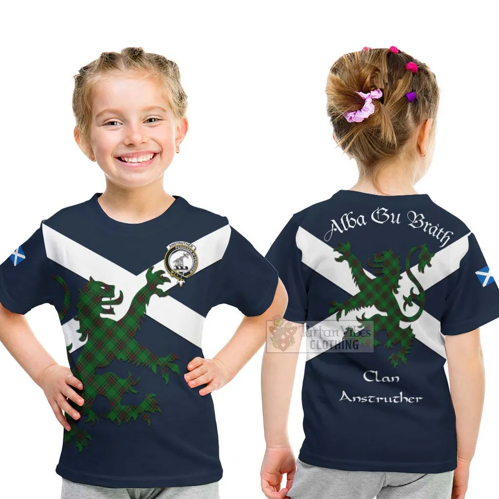 Anstruther Tartan Lion Rampant Kid T-Shirt Proudly Display Your Heritage with Alba Gu Brath and Clan Name