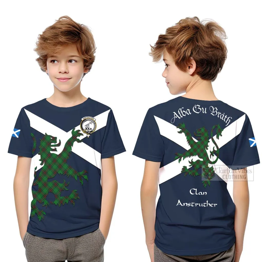 Anstruther Tartan Lion Rampant Kid T-Shirt Proudly Display Your Heritage with Alba Gu Brath and Clan Name