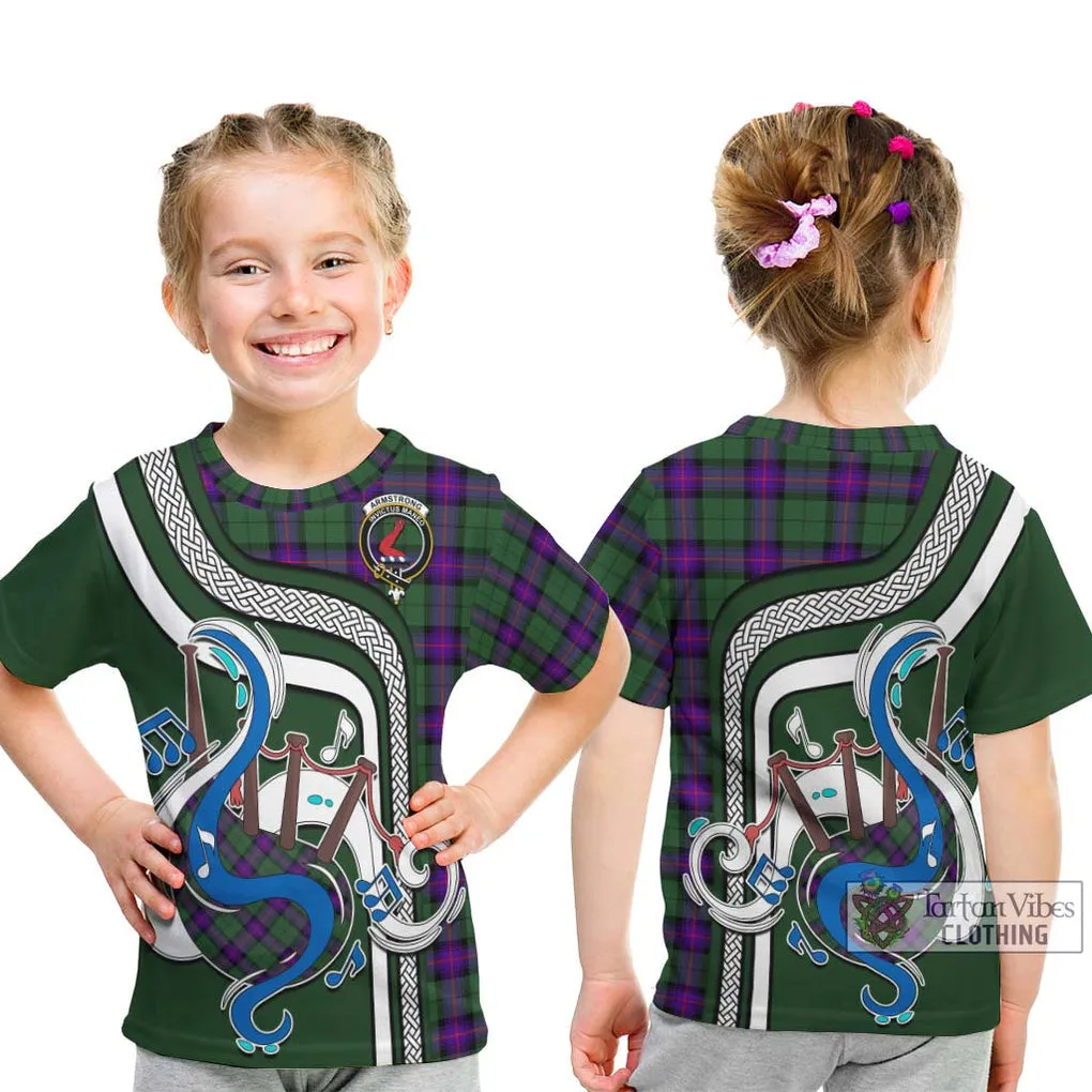 Armstrong Modern Tartan Kid T-Shirt with Epic Bagpipe Style