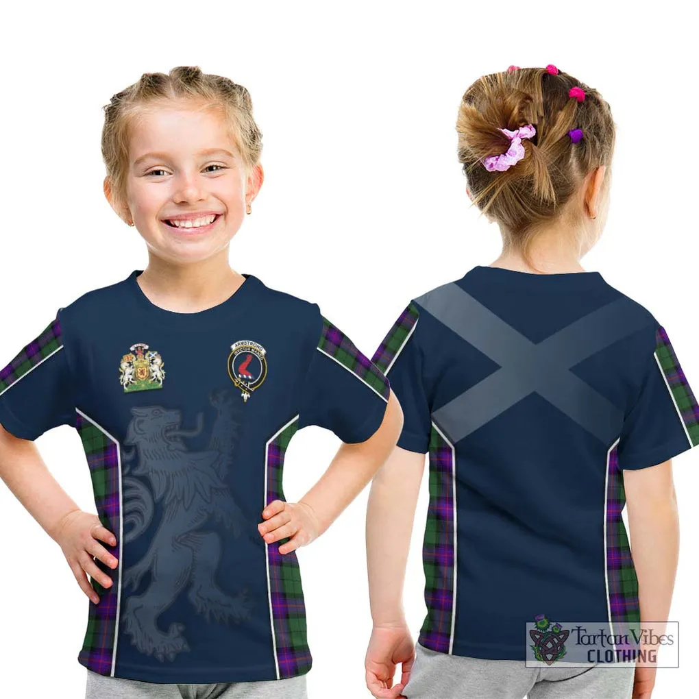 Armstrong Modern Tartan Kid T-Shirt with Family Crest and Lion Rampant Vibes Sport Style