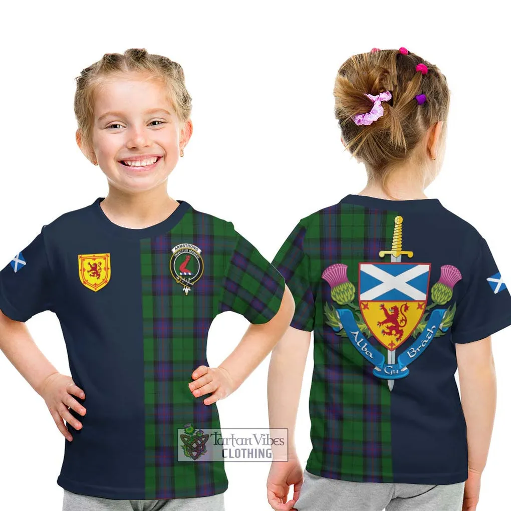 Armstrong Tartan Kid T-Shirt Alba with Scottish Lion Royal Arm Half Style