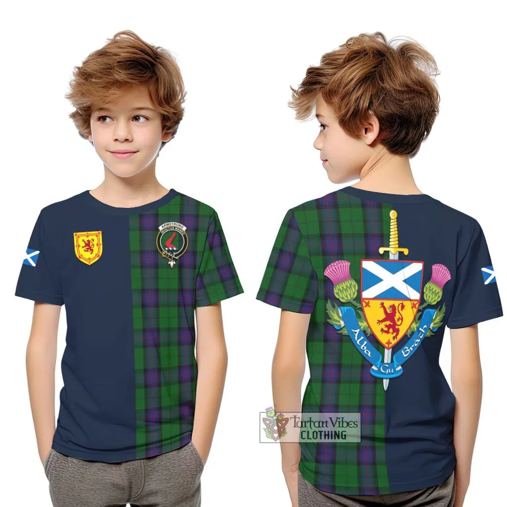 Armstrong Tartan Kid T-Shirt Alba with Scottish Lion Royal Arm Half Style