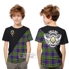 Arnott Tartan Kid T-Shirt with Family Crest and Military Logo Style