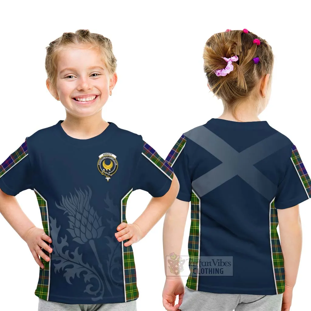 Arnott Tartan Kid T-Shirt with Family Crest and Scottish Thistle Vibes Sport Style