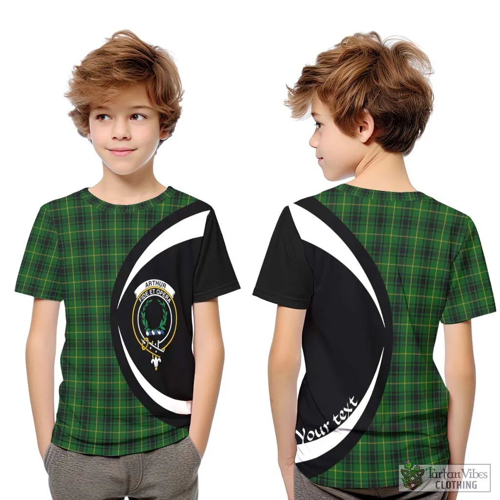 Arthur Tartan Kid T-Shirt with Family Crest Circle Style