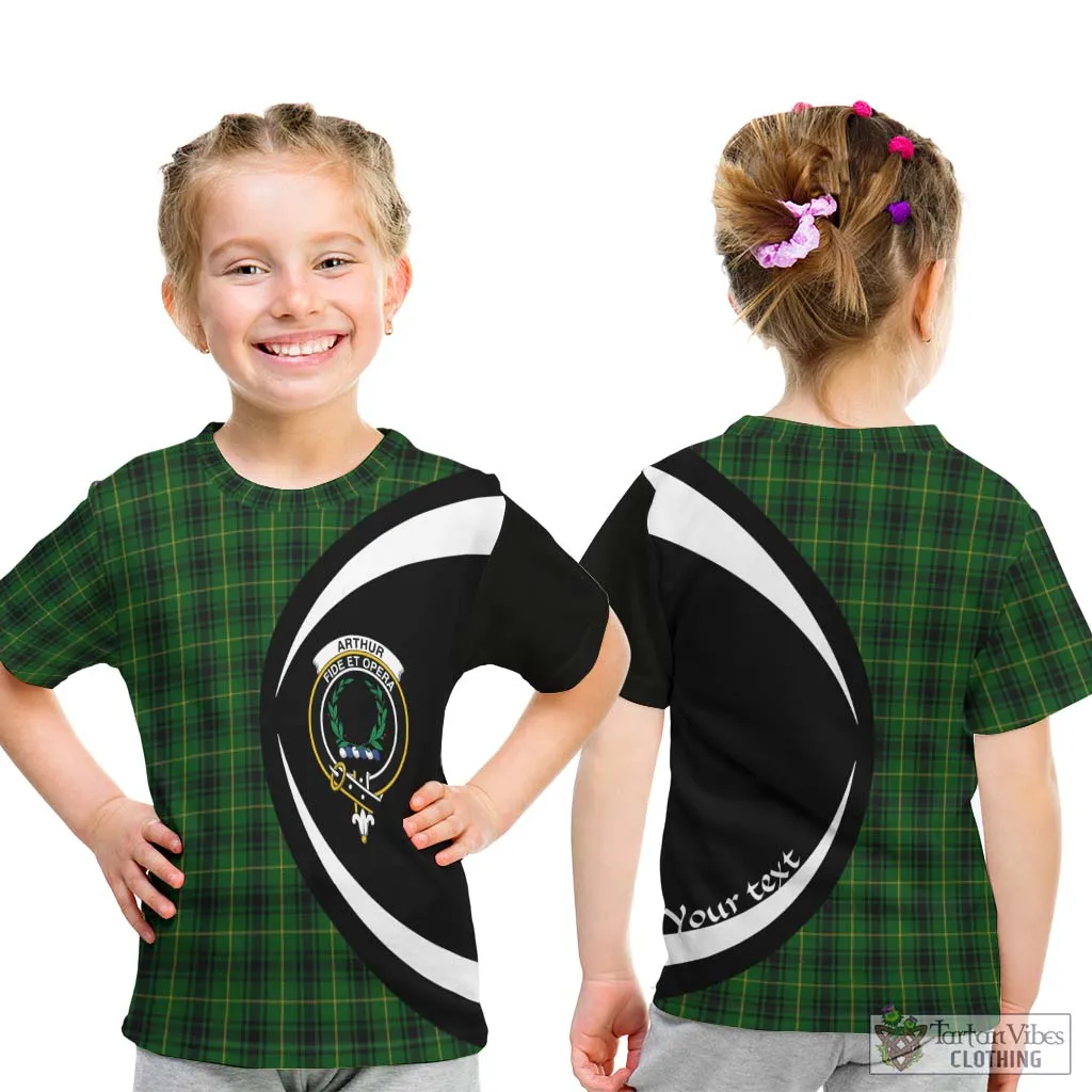 Arthur Tartan Kid T-Shirt with Family Crest Circle Style