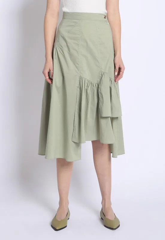 ASYMMETRICAL MIDI SKIRT