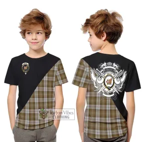 Baillie Dress Tartan Kid T-Shirt with Family Crest and Military Logo Style