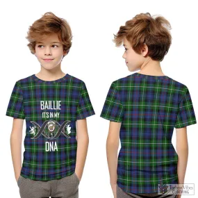 Baillie Tartan Kid T-Shirt with Family Crest DNA In Me Style