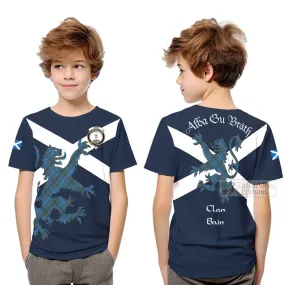 Bain Tartan Lion Rampant Kid T-Shirt Proudly Display Your Heritage with Alba Gu Brath and Clan Name