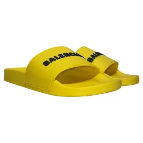 BALENCIAGA/Sandals/US 7/Nylon/YEL/Slip-on/PLAIN FONT YELLOW SLIDES