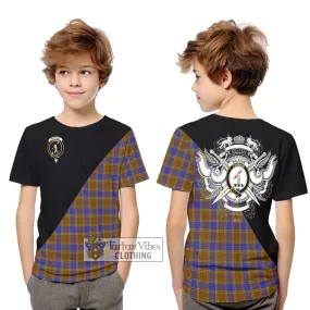 Balfour Tartan Kid T-Shirt with Family Crest and Military Logo Style