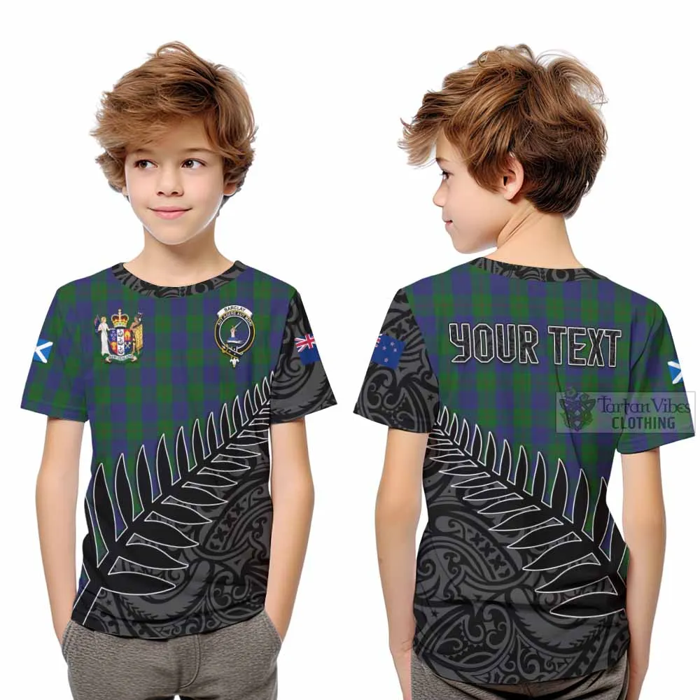 Barclay Crest Tartan Kid T-Shirt with New Zealand Silver Fern Half Style