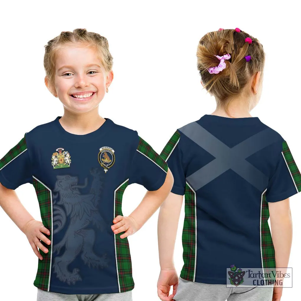 Beveridge Tartan Kid T-Shirt with Family Crest and Lion Rampant Vibes Sport Style