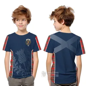 Binning Tartan Kid T-Shirt with Family Crest and Scottish Thistle Vibes Sport Style