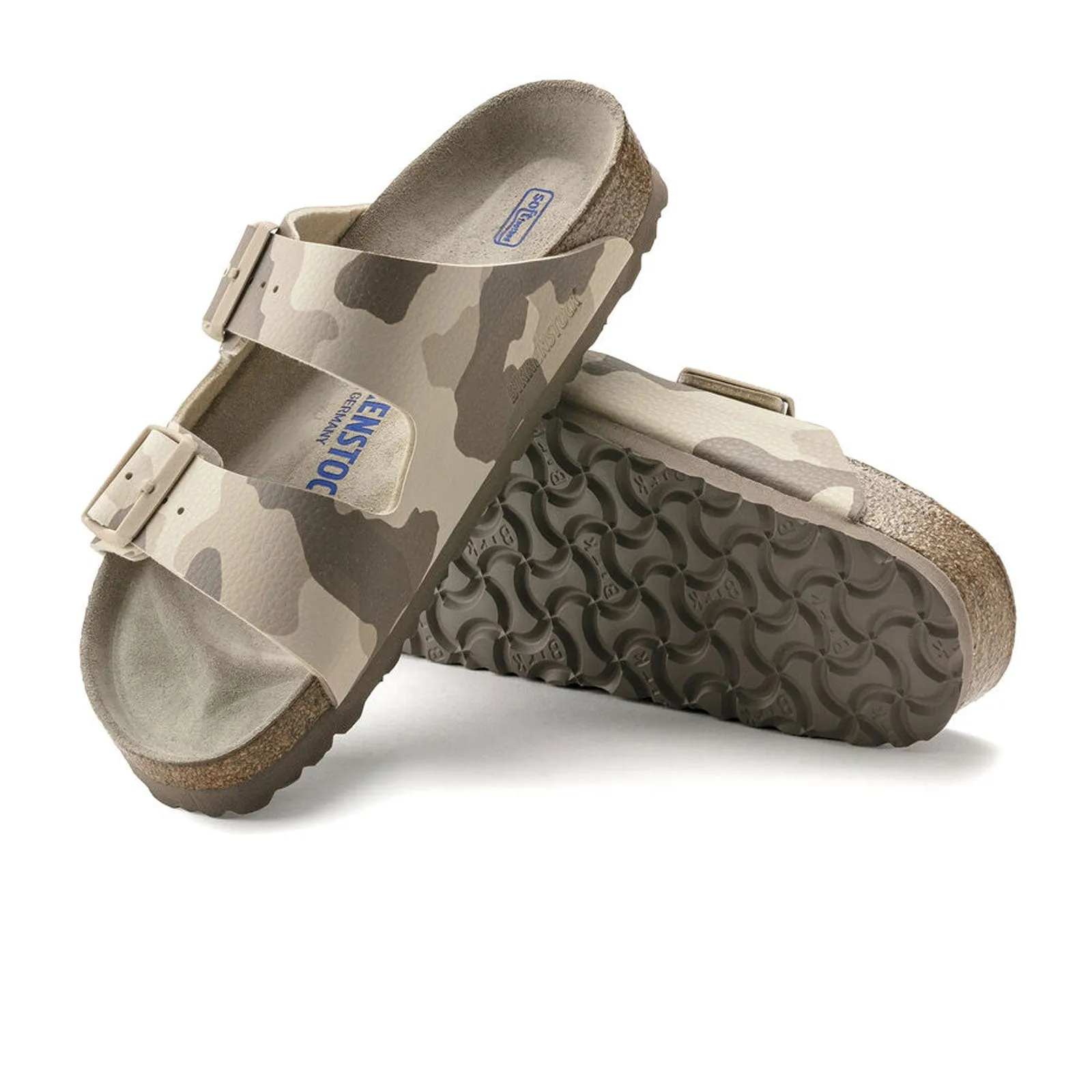 Birkenstock Arizona Soft Footbed Narrow Slide Sandal (Women) - Desert Soil Camo Gray Taupe Birko-Flor