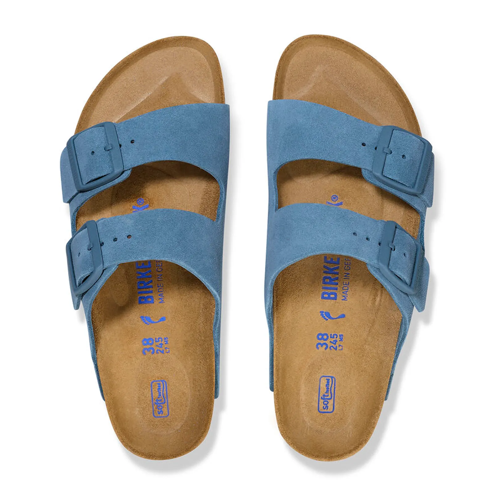 Birkenstock Arizona Soft Footbed Slide Sandal (Men) - Elemental Blue Suede