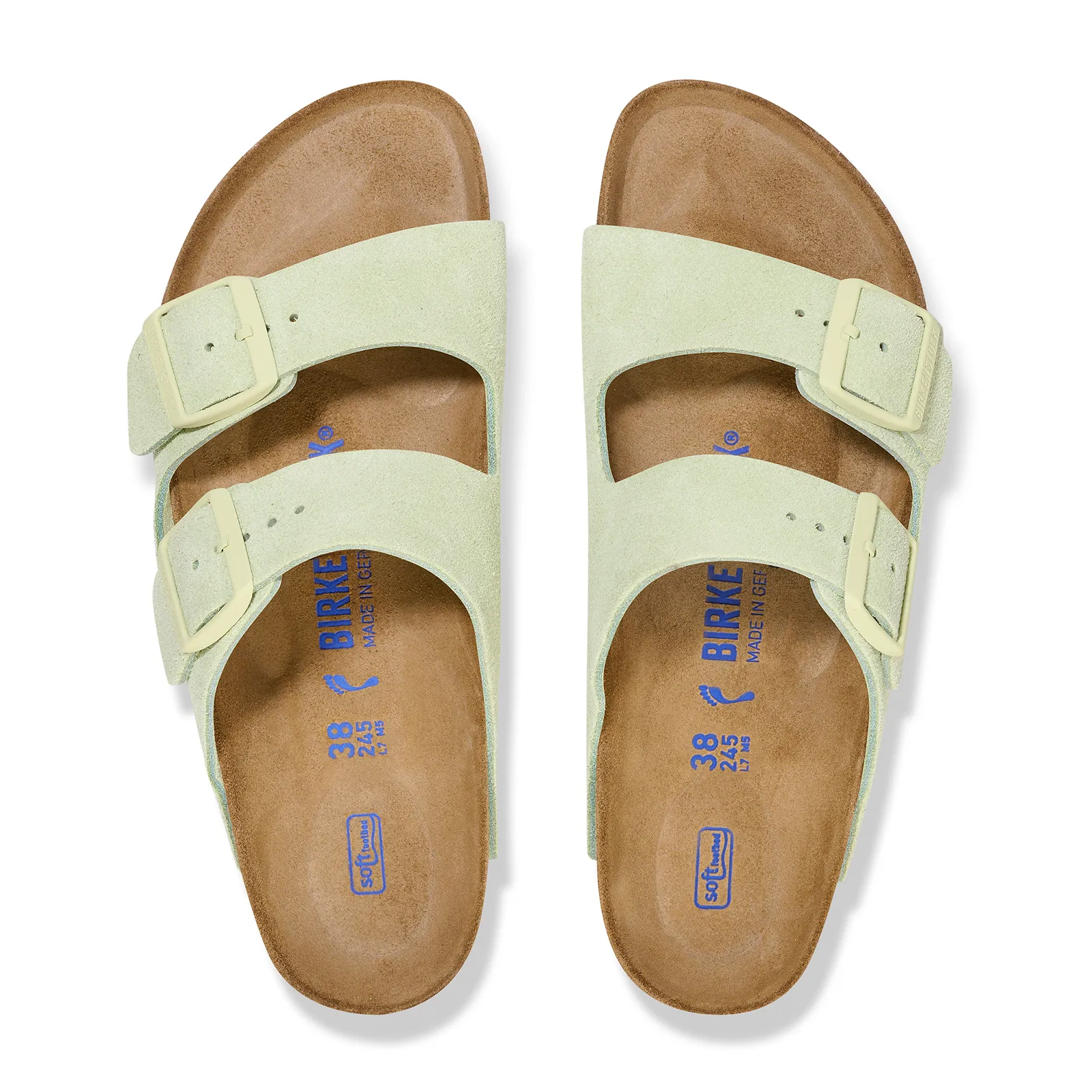 Birkenstock Arizona Soft Footbed Slide Sandal (Women) - Faded Lime Suede